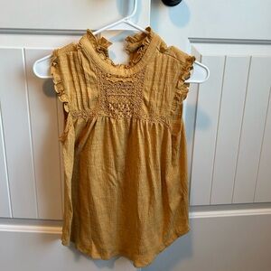 Mustard Yellow Ruffled Sleeveless Top